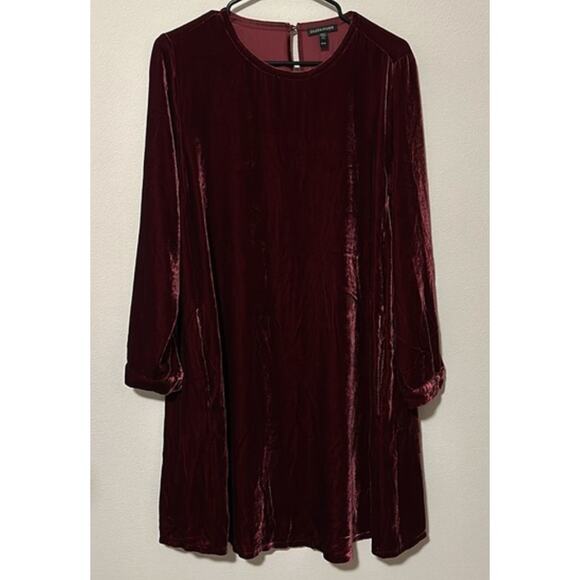 Eileen Fisher woman velvet long sleeve burgundy red dress Small - Picture 3 of 3
